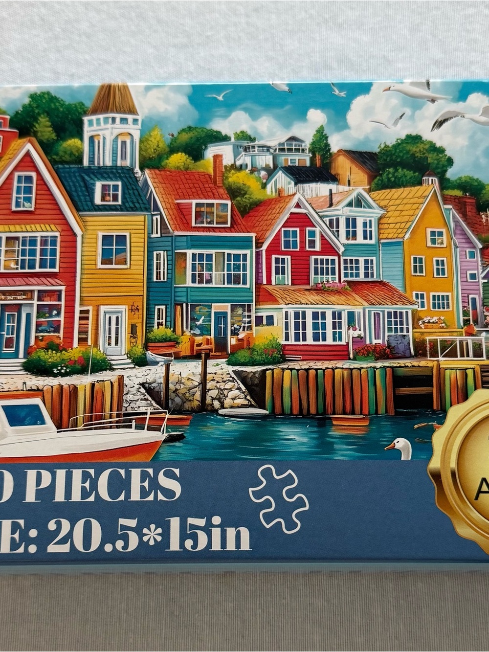 Coastal Harbor Jigsaw Puzzle — Multi-Color Village Scene